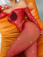 Rhinestones ruby bodystocking - Image 2