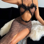 Mesh leopard gown