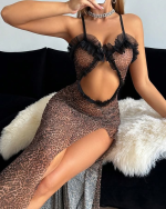 Mesh leopard gown