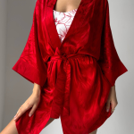 Satine ruby robe set