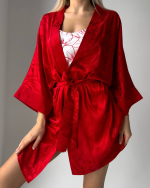 Satine ruby robe set