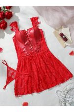 Leather lace red lingerie - Image 3