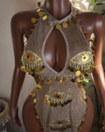 Eye fishnet dance dress