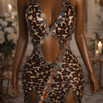 Leather leopard dance dress