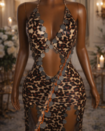 Leather leopard dance dress
